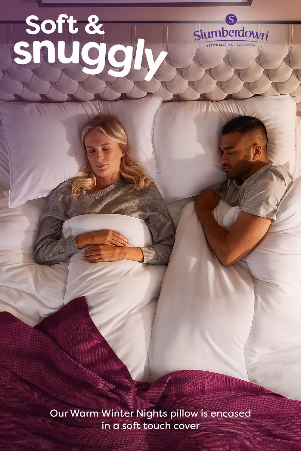 Slumberdown Warm Winter Nights Medium Support Bed Pillows, 2 Pack, White, W: 74 cm, H: 48 cm – 7