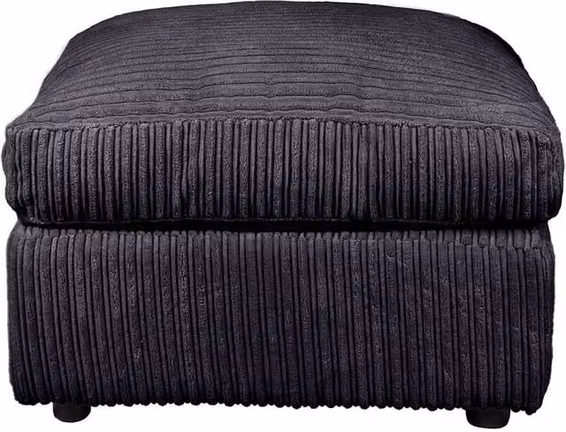 LUXURY LIFE Amalfi Jumbo Cord Fabric Footstool in Black, W/D/H: 60 x 60 x 65 cm