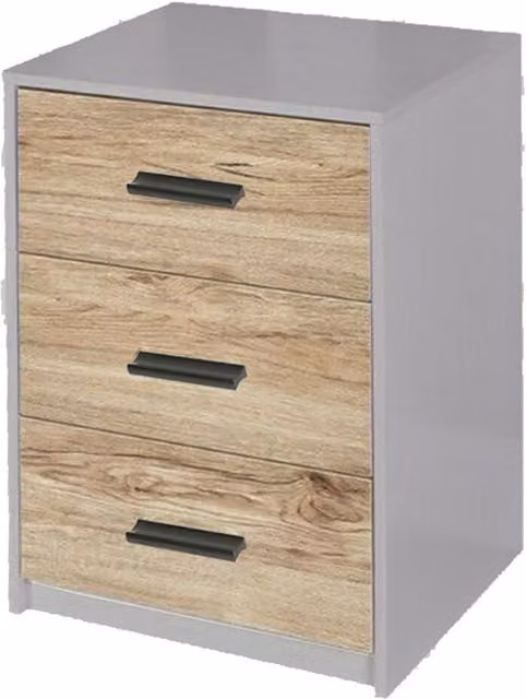URBNLIVING Modern Grey Bedside Cabinet with Oak Drawers