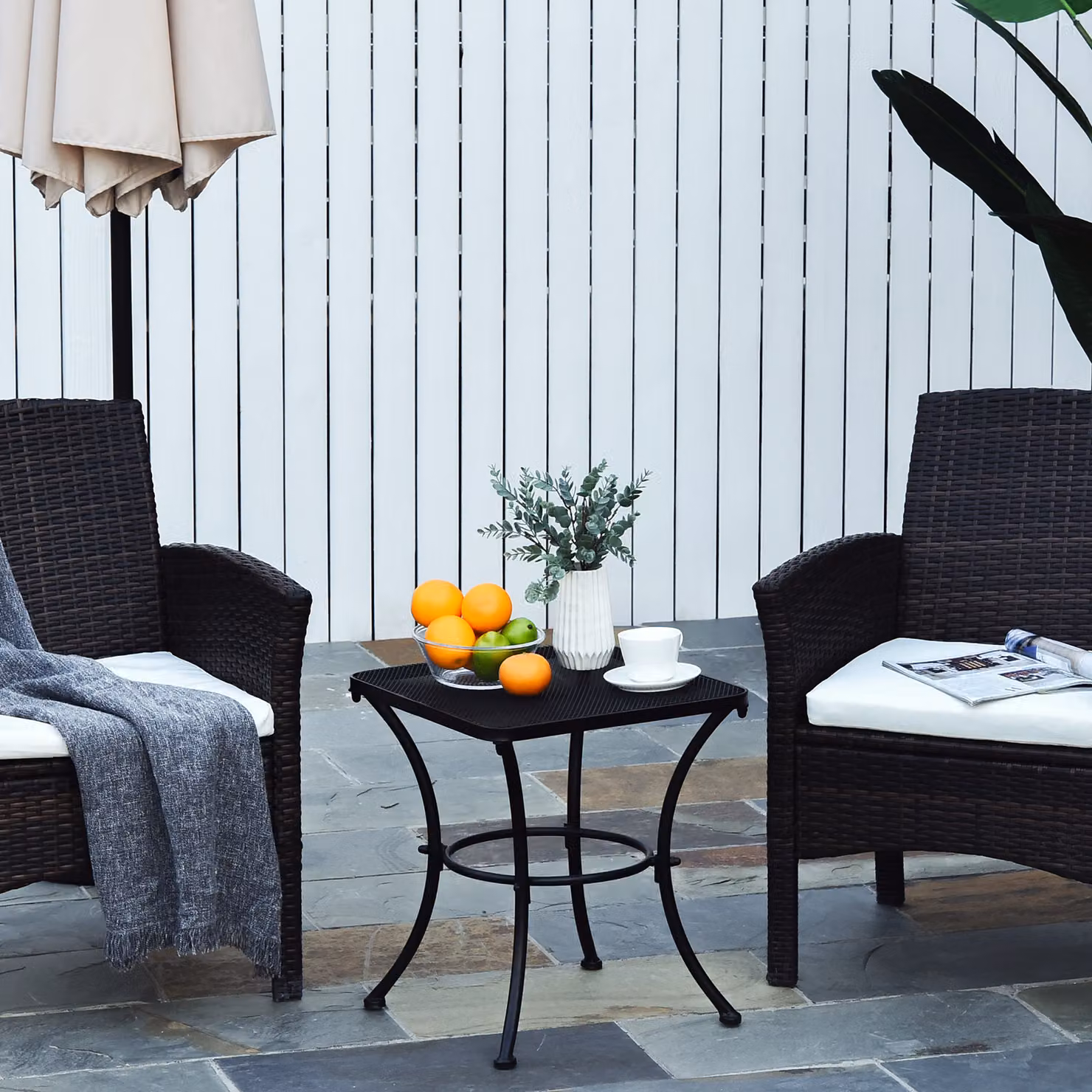 Outsunny Metal Square Outdoor Garden Bistro Table in Black – 2