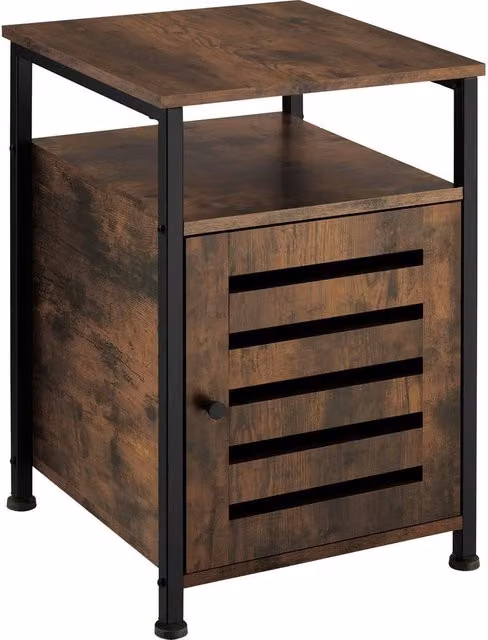 tectake Industrial Bedside Table with Cupboard and Open Shelf, Brown, W/D/H: 40.5 x 40.5 x 60.5 cm – 9