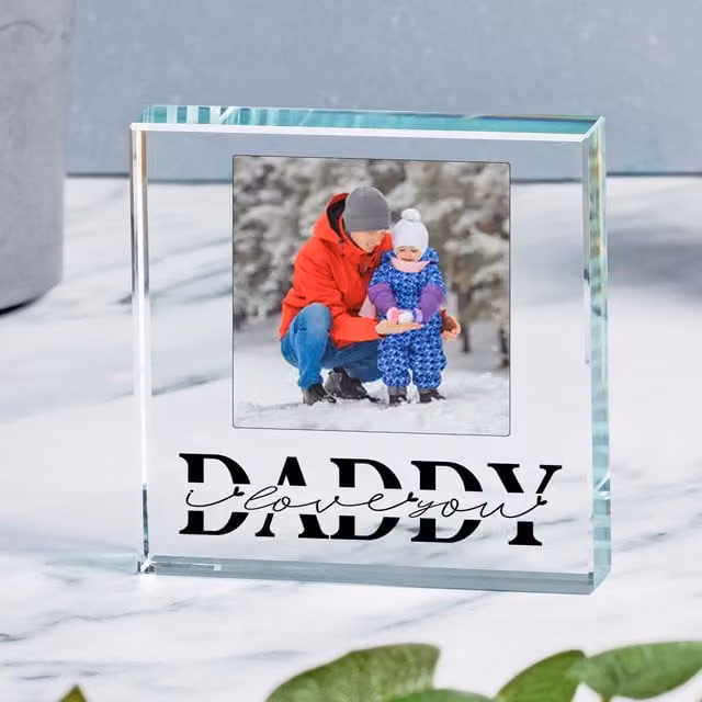 Uniqueful Personalised Daddy Love You Glass Token in Transparent and Beige