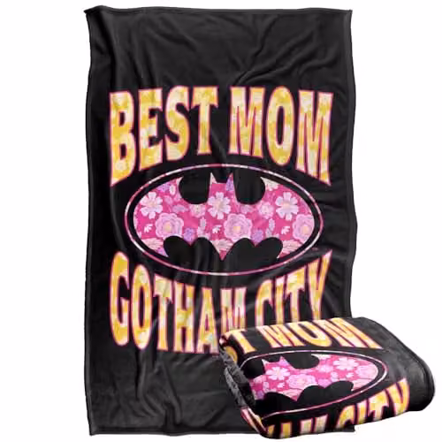 Warner Bros. Batman Best Mom In Gotham Super Soft Silky Touch Fleece Throw Blanket, W/D/H: 91 x 147 cm