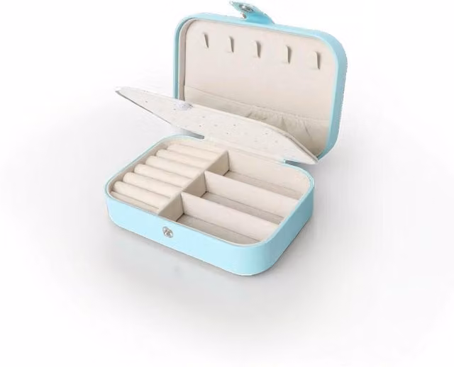 Modcraft Blue Fabric Portable Jewellery Travel Case