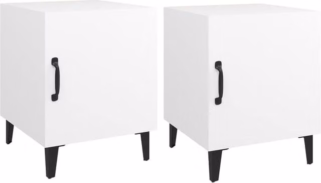 Berkfield Home Set of 2 White Classic Bedside Cabinets in Engineered Wood