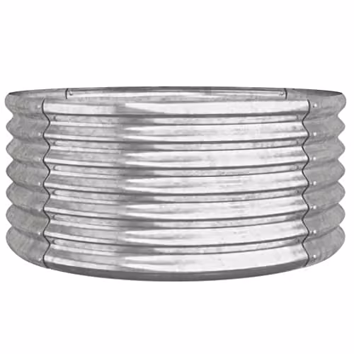 vidaXL Galvanised Steel Garden Planter, Silver, W/D/H: 80 x 80 x 36 cm