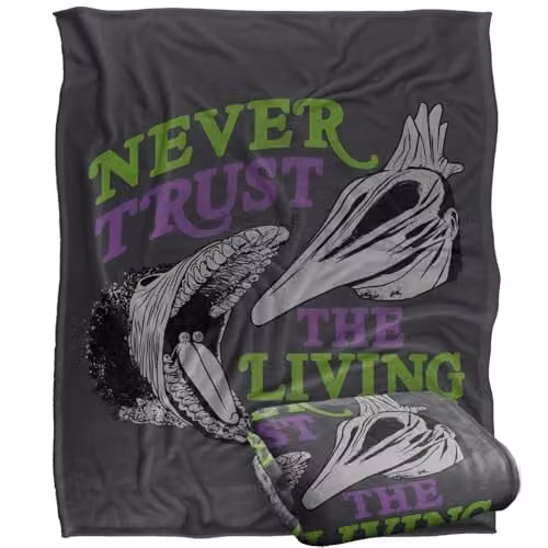 Warner Bros. Beetlejuice Never Trust Silky Touch Super Soft Fleece Throw Blanket, Multicolour, W: 152.4 cm x L: 127.0 cm