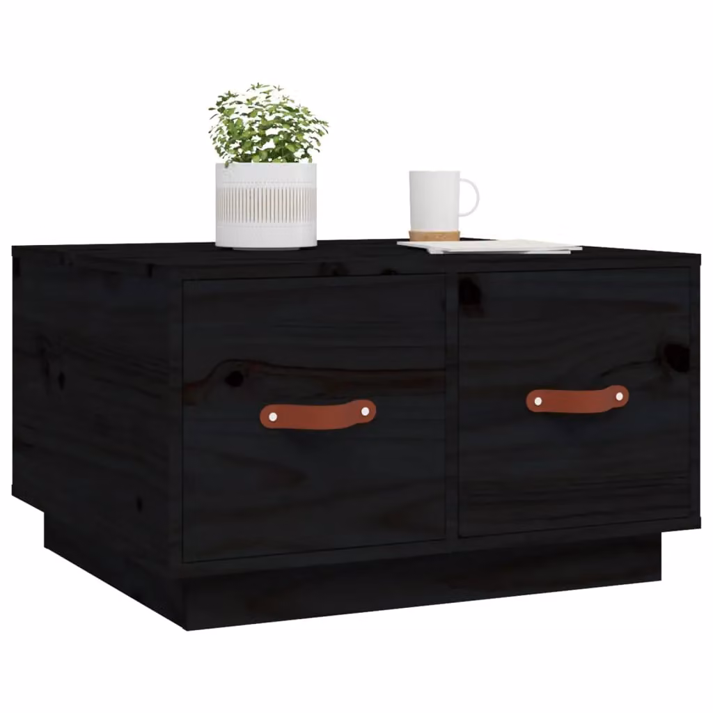 Berkfield Home Black Rustic Solid Pine Coffee Table W/D/H: 60 x 53 x 35 cm – 3