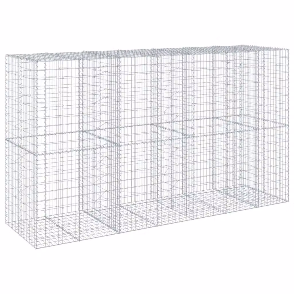 Berkfield Home Silver Galvanised Steel Gabion Basket with Cover, W: 350 cm, D: 100 cm, H: 200 cm – 2