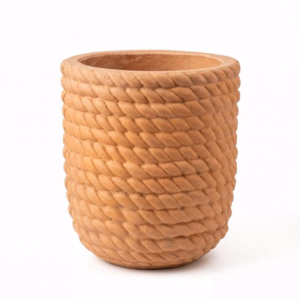 Primrose Brown Concrete Wrapped Rope Design Planter Tub – 2