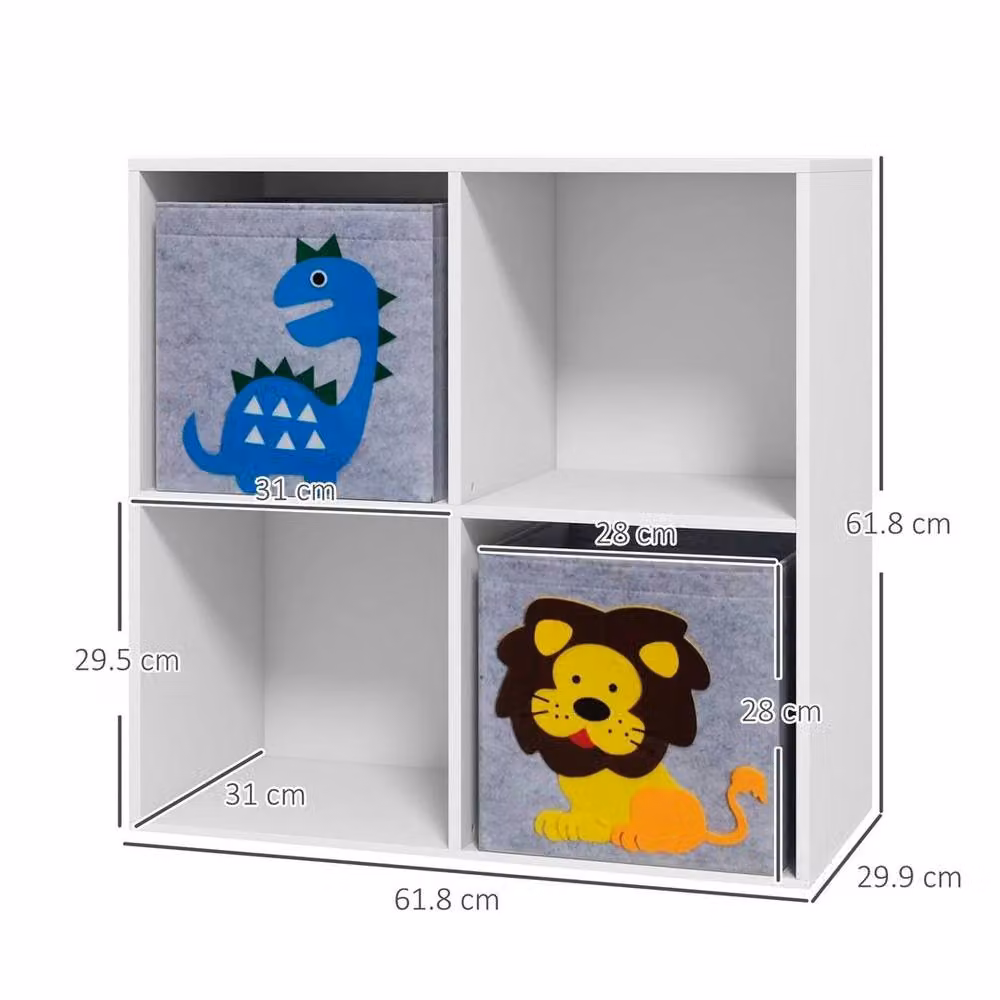 EONLION Freestanding Toy Organiser with Two Drawers in White, Width: 100 cm – 2