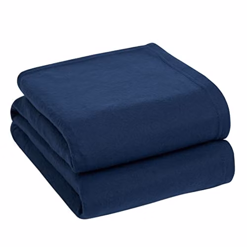 Dreamscene Navy Blue Plain Fleece Throw Blanket, W/D/H: 150 x 200 cm – 1