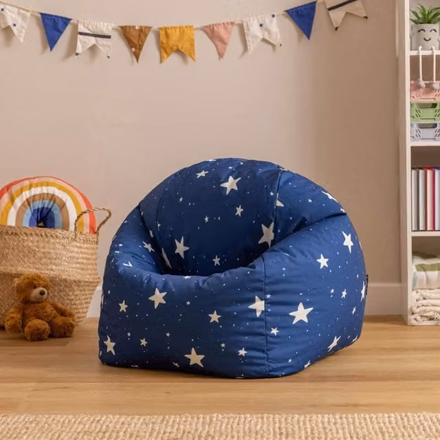 ICON Kids Starry Skies Bean Bag Chair in Blue and Grey Geometric Fabric – 2