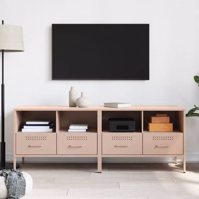 Berkfield Home Set of 2 Modern Pink Steel TV Cabinets, W/D/H: 68 x 39 x 50.5 cm – 1