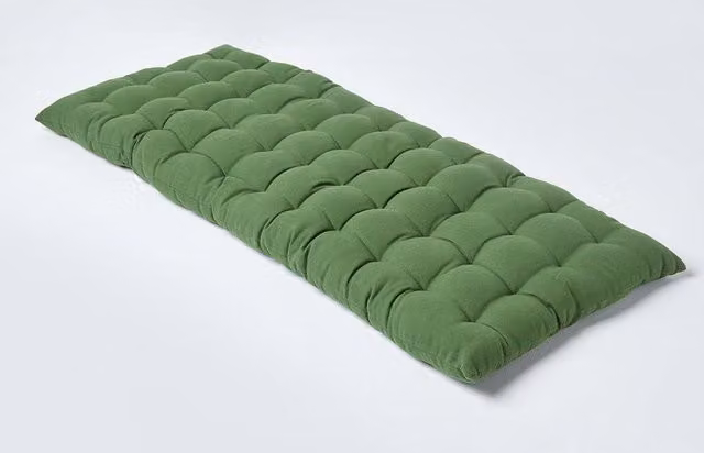 Homescapes Green 2 Seater Garden Bench Cushion, W: 108 cm, D: 42 cm