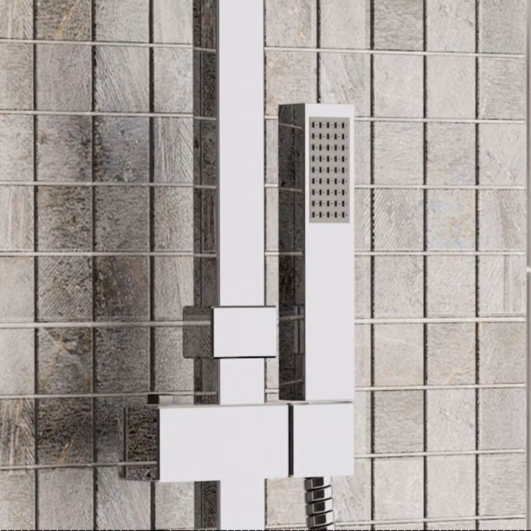 Royal Bathrooms Slim Square Chrome Wall Mounted Handheld Shower with Anti-Limescale Feature