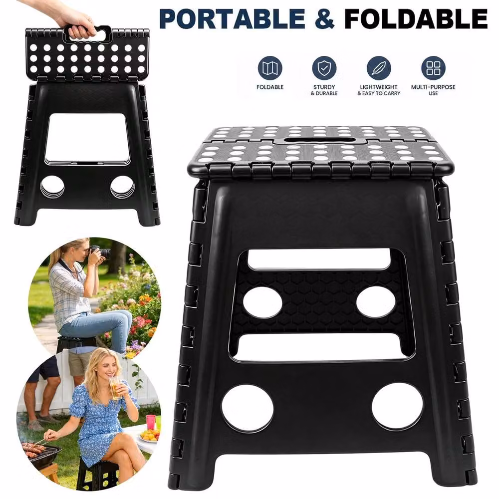 SPETLEK Large Folding Step Stool with Handle, Black, 150kg Capacity – 4