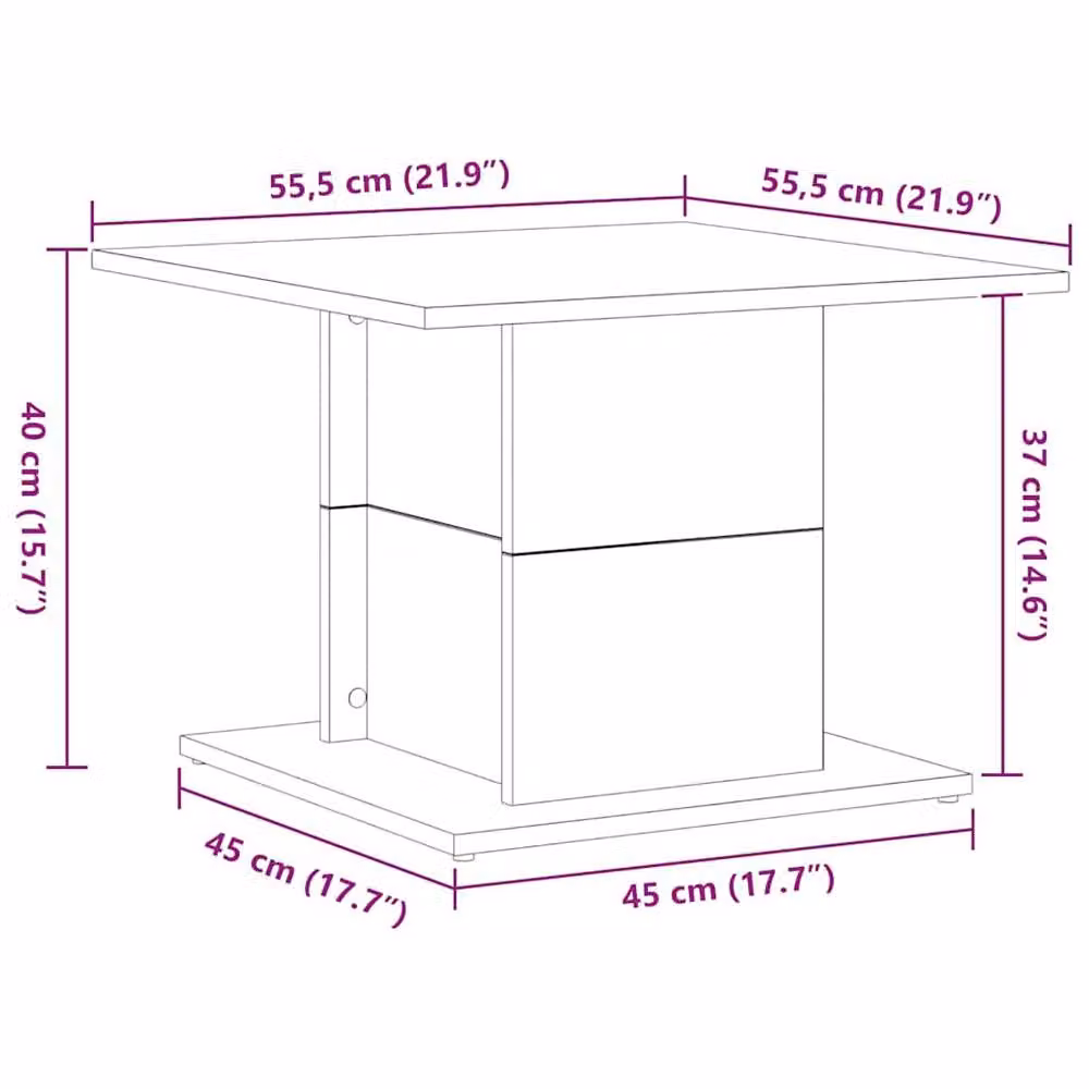 Berkfield Home Elegant Square Coffee Table in Black Oak, W/D/H: 55.5 x 55.5 x 40 cm – 4