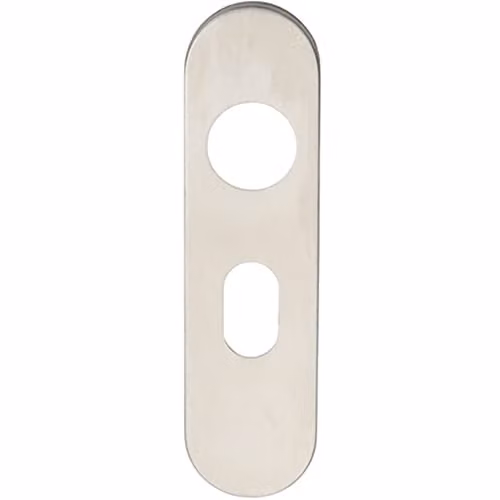 Loops Radius UK Oval Cylinder Plate Cover in Brushed Silver Stainless Steel, W: 170 mm, D: 45 mm, H: 8 mm