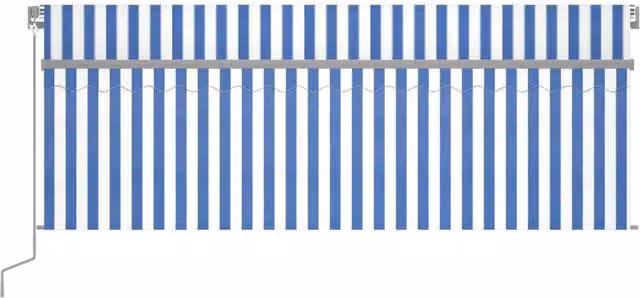 Berkfield Home Manual Retractable Awning with Blind and LED, Blue and White Striped, W: 400 cm, D: 300 cm – 1