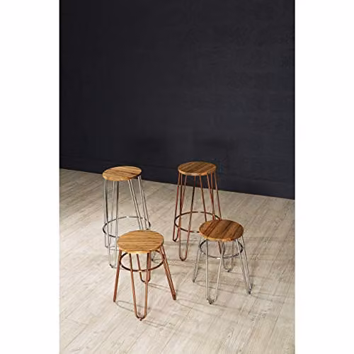 Premier Housewares Rose Gold Hairpin Stool with Wood and Metal Seat, W: 35 cm, D: 35 cm, H: 47.5 cm – 4