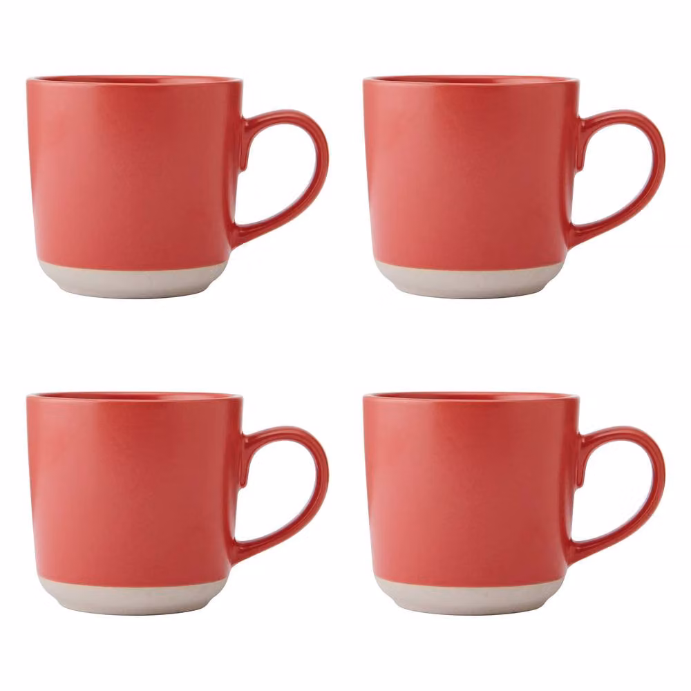 La Cafetiere Set of 4 Red Ceramic Coffee Mugs, 350 ml – 2