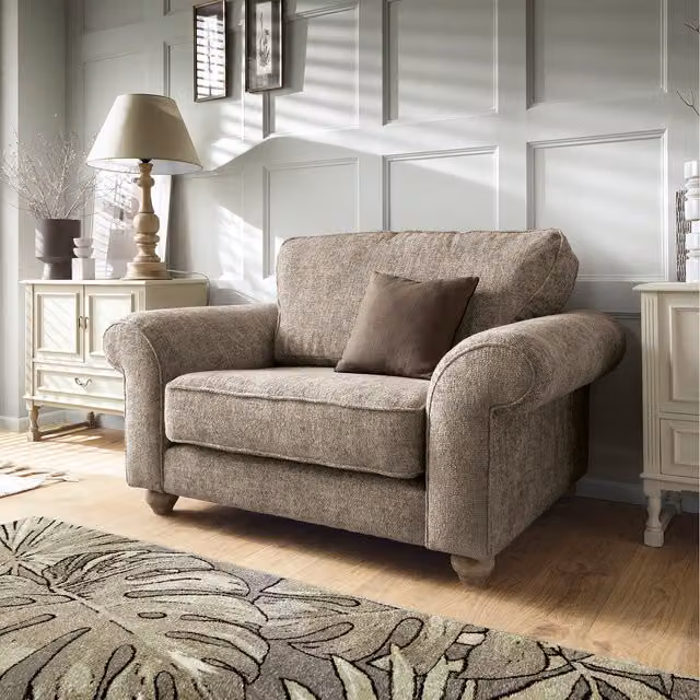 Abakus Direct Ingrid Collection Cuddle Chair in Beige and Orange Fabric