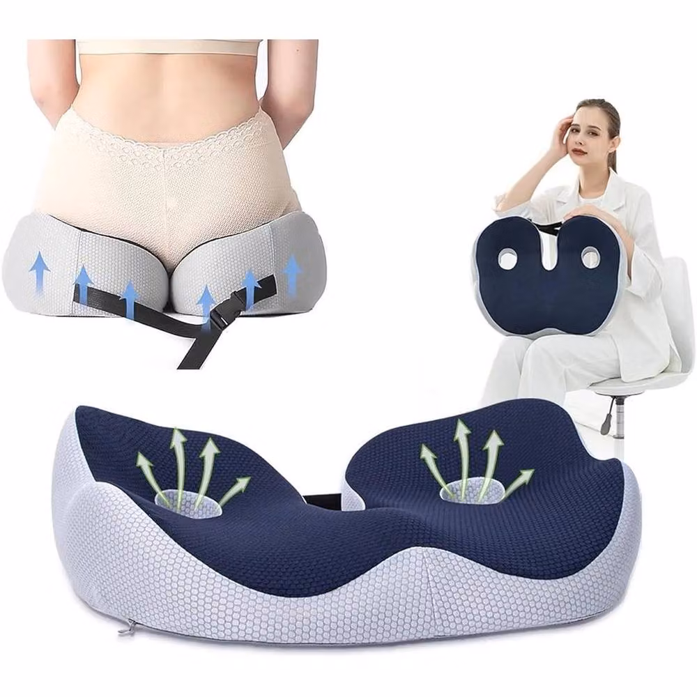 NESTLUNE Memory Foam Contoured Coccyx Tailbone and Hip Seat Cushion Pillow in Blue – 2