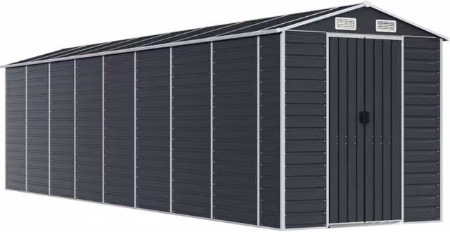 Berkfield Home Pent Garden Shed in Anthracite Galvanised Steel, W/D/H: 725 x 191 x 198 cm
