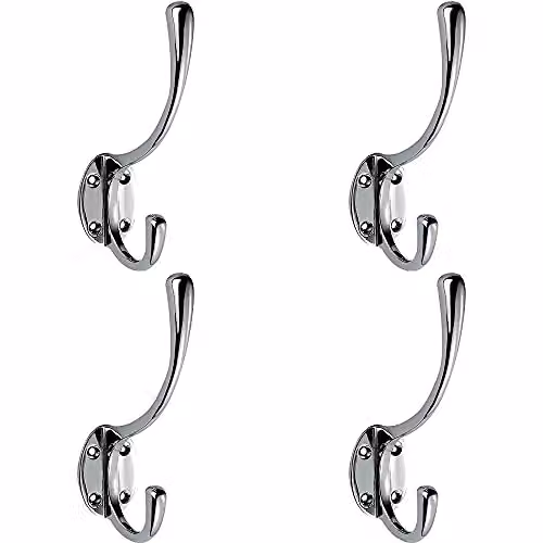 Loops 4 Pack Victorian Hat and Coat Hooks on Oval Backplate in Polished Chrome