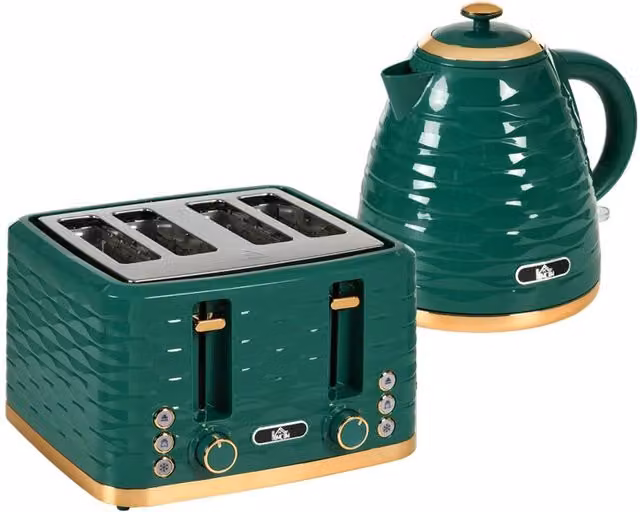 Rolipo Green Kettle and 4 Slice Toaster Set with 3000W Rapid Boil Kettle – 1
