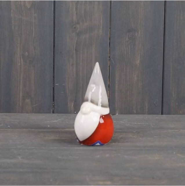 KDMD Red and Grey Ceramic Christmas Gonk Tabletop Decoration, Height: 11 cm