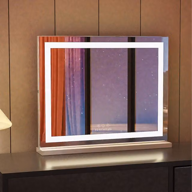 FENCHILIN Hollywood Vanity Mirror with Strip Lights, Wall-Mounted Metal Design in White