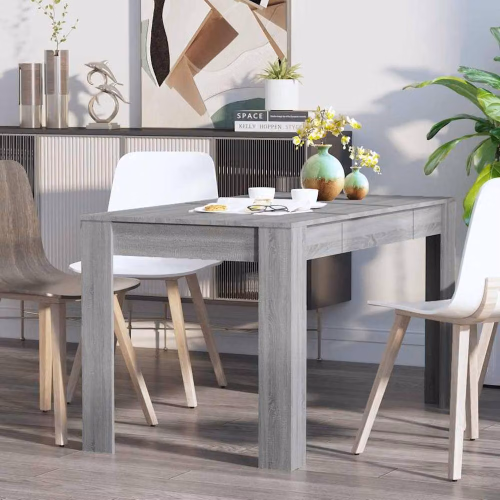 Berkfield Home Modern Rectangular Dining Table in Grey Sonoma, W/D/H: 140 x 74.5 x 76 cm – 3