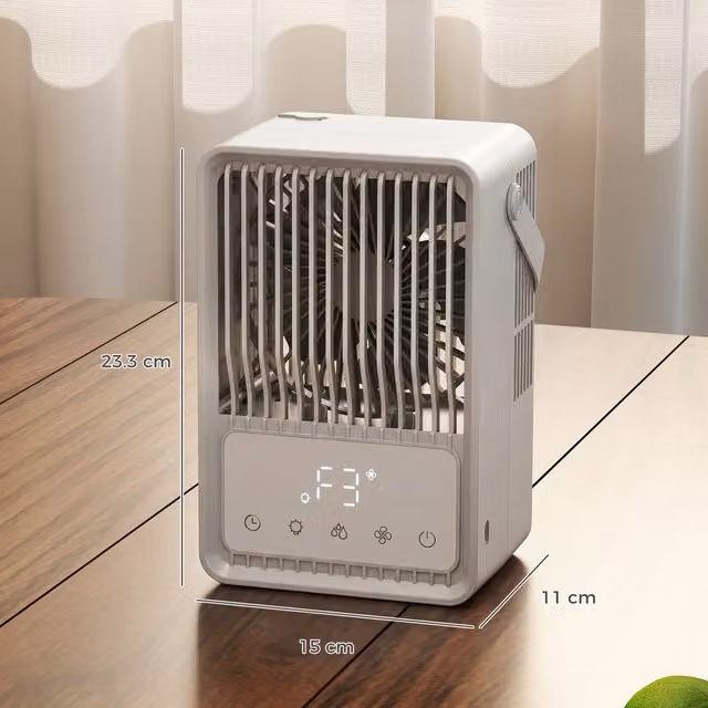 HOMCOM White Desk Fan with Humidifier and RGB Light, 23.2 cm