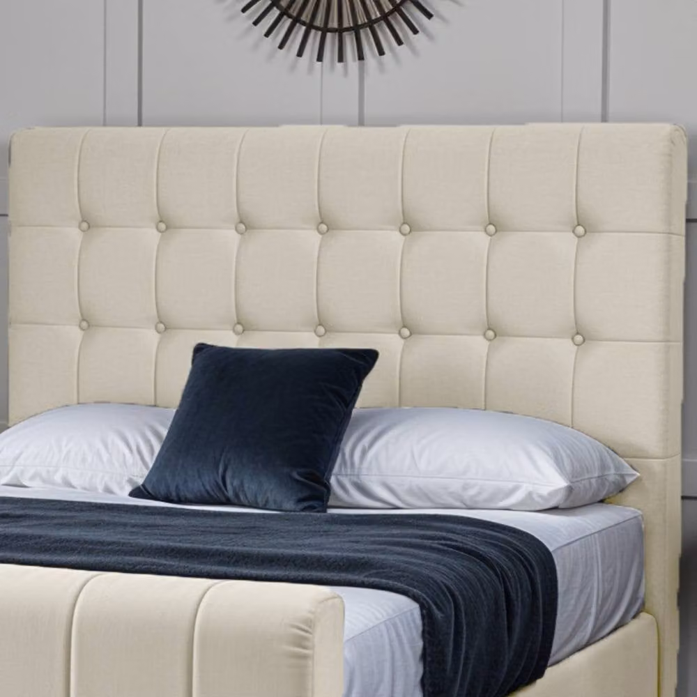 UK Bed Furniture Orlando Gas Lift Storage Upholstered Bed in Beige Fabric, W/D: 180 x 200 cm – 2
