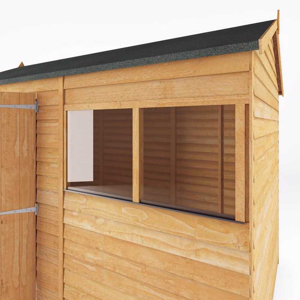 Waltons Brown Wooden Overlap Reverse Apex Roof Garden Storage Shed with Window and Single Door, W: 304.8 cm, D: 182.88 cm, H: 221.8 cm – 3