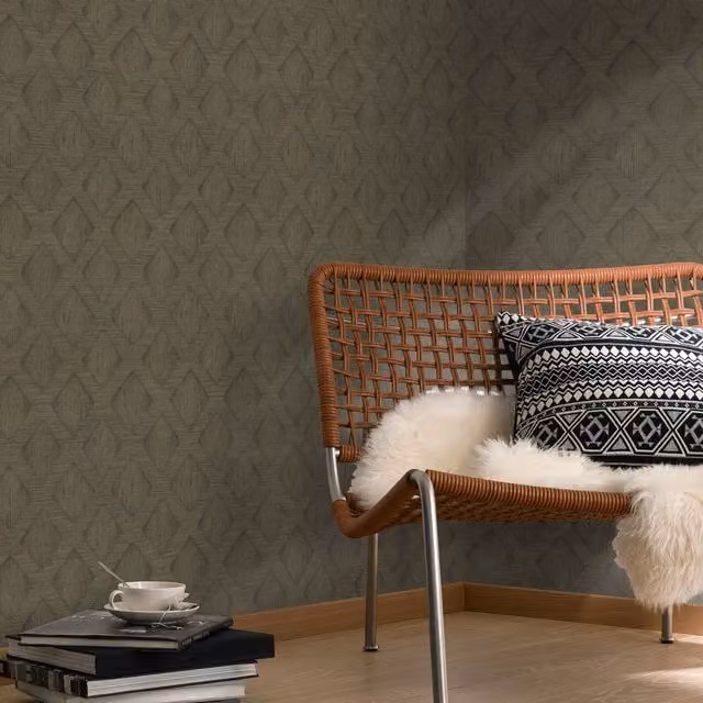 Erismann Boho Geometric Abstract Vinyl Wallpaper Roll in Green