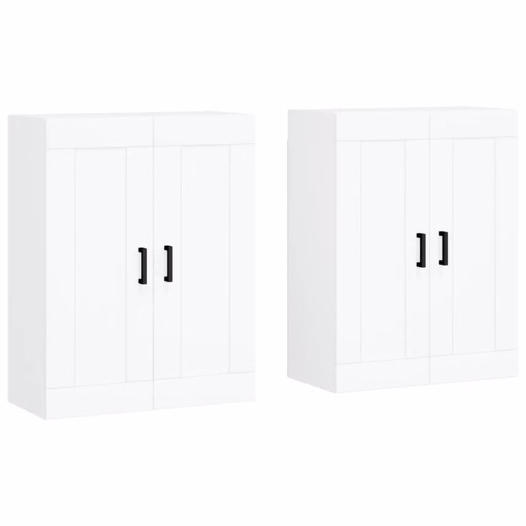 Berkfield Home Set of 2 White Matt Wall Mounted Cabinets with Hinged Doors and Internal Shelves – 2