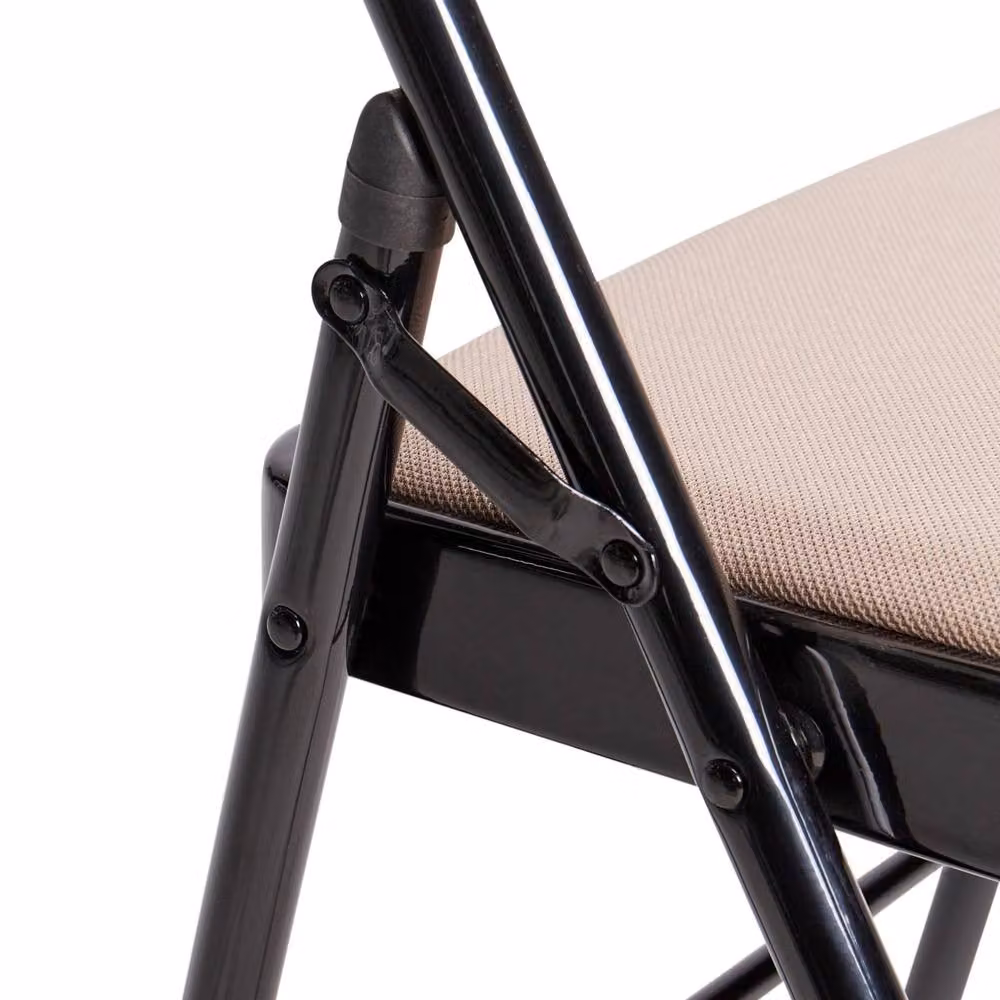 Wyld and Coco Set of 4 Folding Chairs with Beige Padded Seats and Black Metal Frames – 5