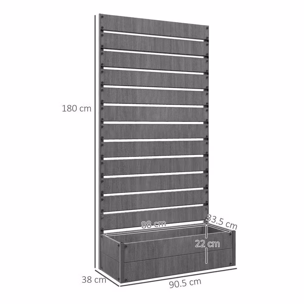 Kelvenix Raised Garden Bed with Trellis in Grey, W/D/H: 180 x 90.5 x 38 cm – 2