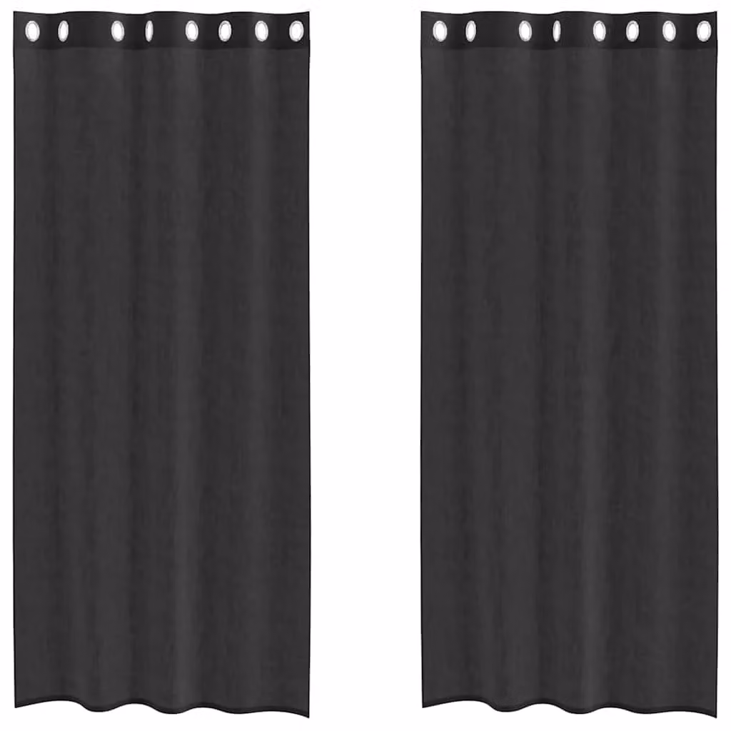 Berkfield Home Black Transparent Voile Fabric Panel Curtains with Eyelets, 2 Pack, W: 140 cm, H: 245 cm – 2