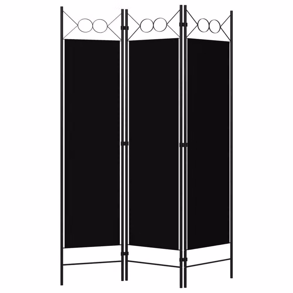 Berkfield Home Practical 3-Panel Room Divider in Black Metal, W: 120 cm, H: 180 cm – 2