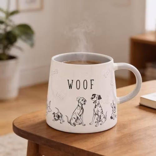 Disney Cats & Dogs Woof Ceramic Mug in White and Black – 2