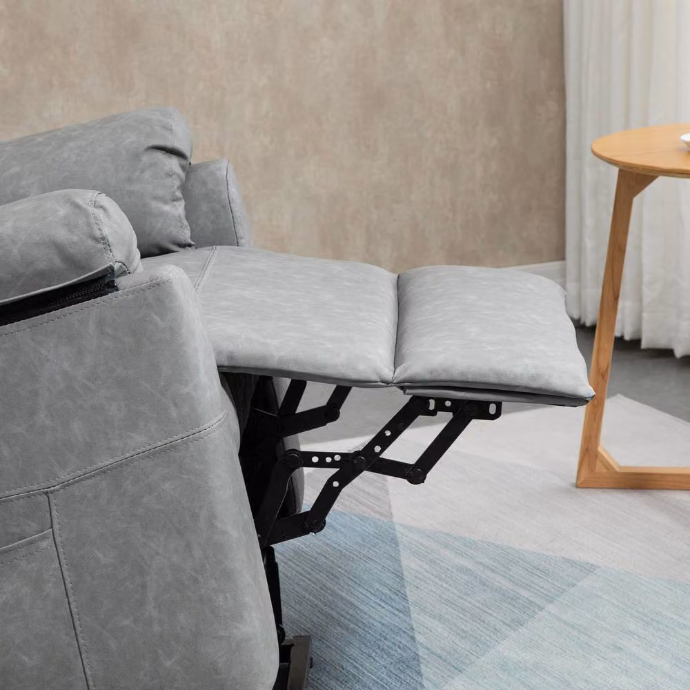 STILVORA Electric Riser Recliner Chair in Grey Synthetic Leather with Remote Control and Powered Lift Assist – 6