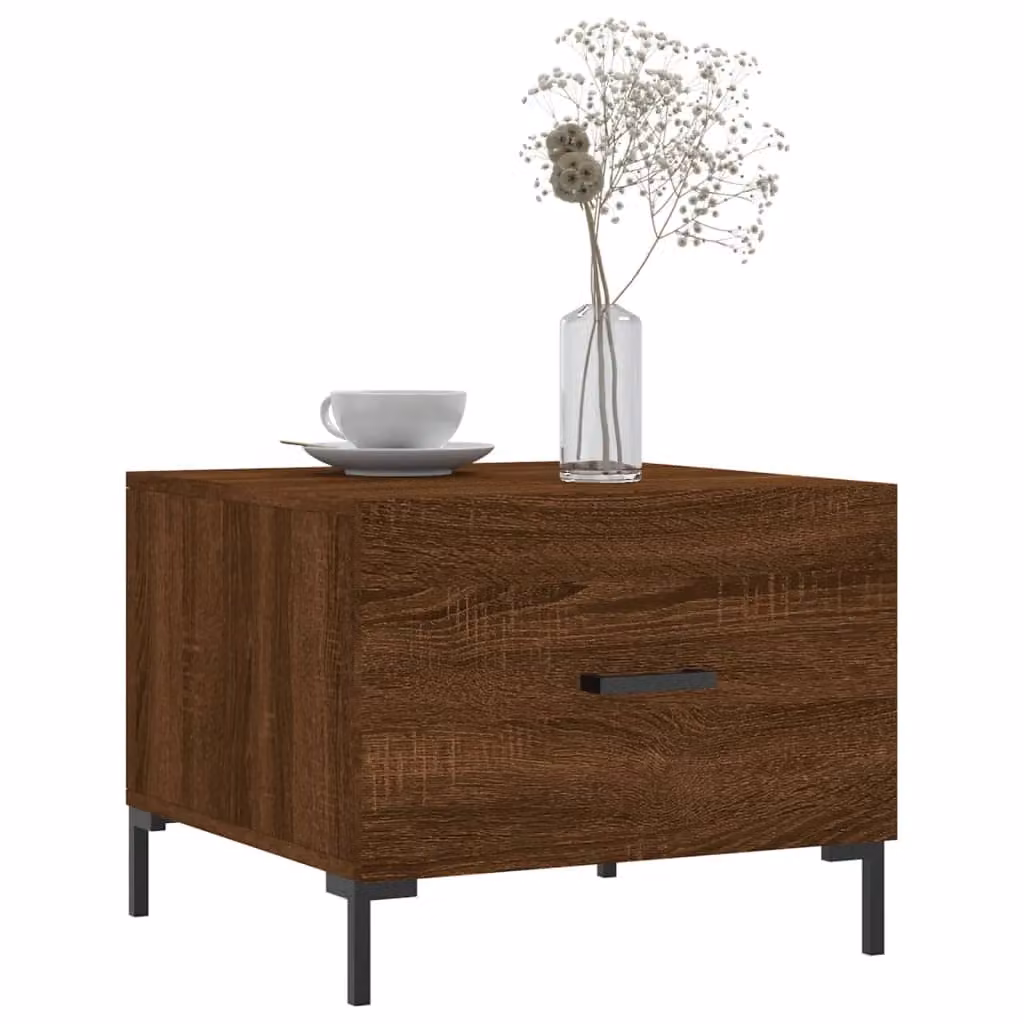 Berkfield Home Modern Square Coffee Table in Brown Oak, W/D/H: 50 x 50 x 40 cm – 3