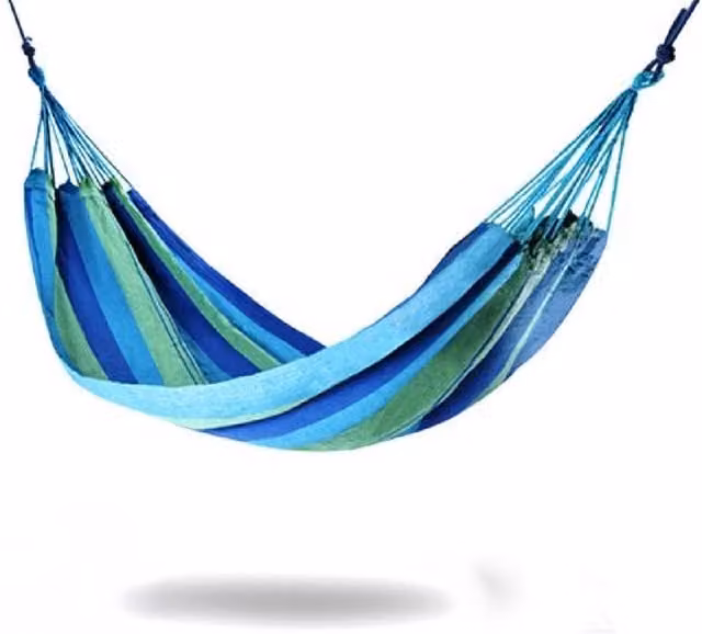 Primrose Marina Single Outdoor Garden Hammock in Blue Multicolour Striped Fabric