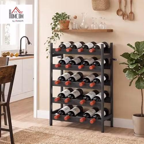 HOMCOM 5-Tier Industrial Freestanding Wine Rack in Black, 20-Bottle Capacity – 2