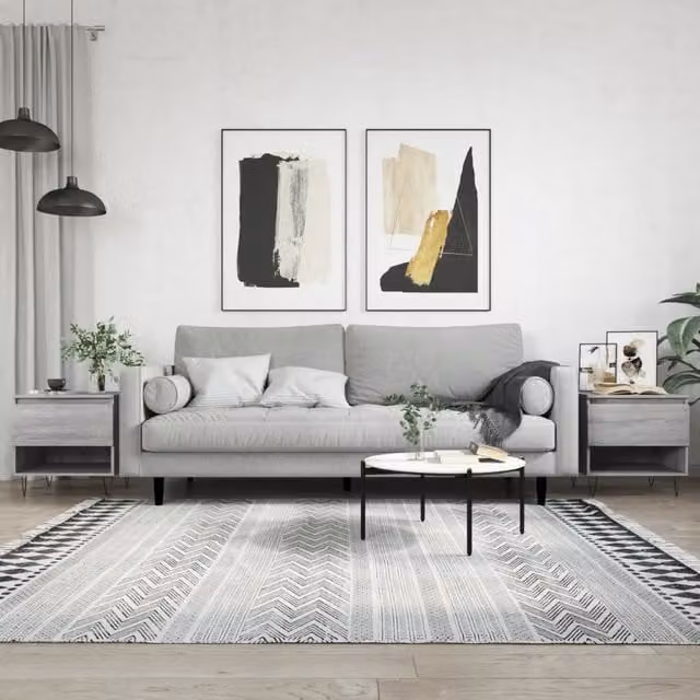 Berkfield Home Set of 2 Grey Sonoma Coffee Tables in Engineered Wood, W/D/H: 50 x 46 x 50 cm – 1