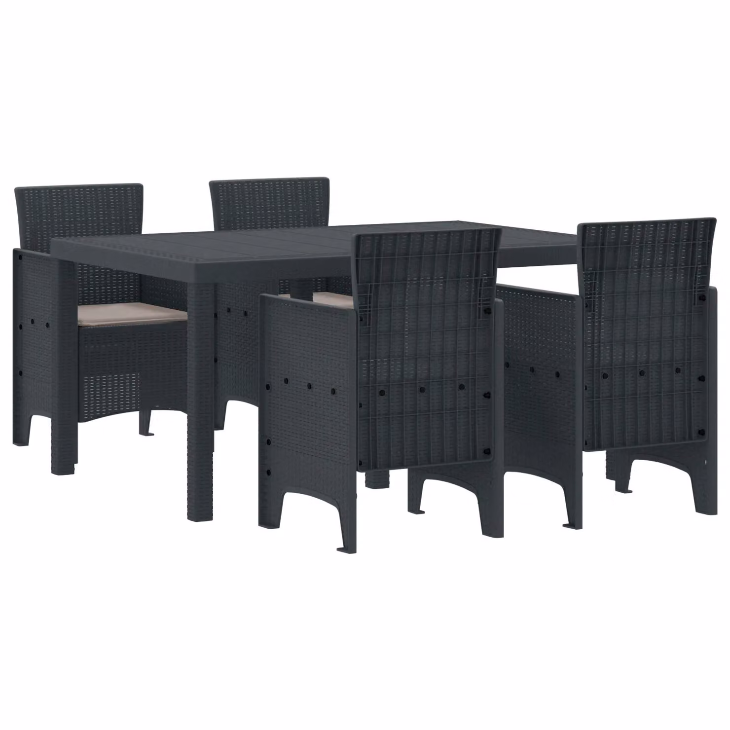 Berkfield Home 5 Piece Anthracite Poly Rattan Garden Dining Set with Cushions – 2